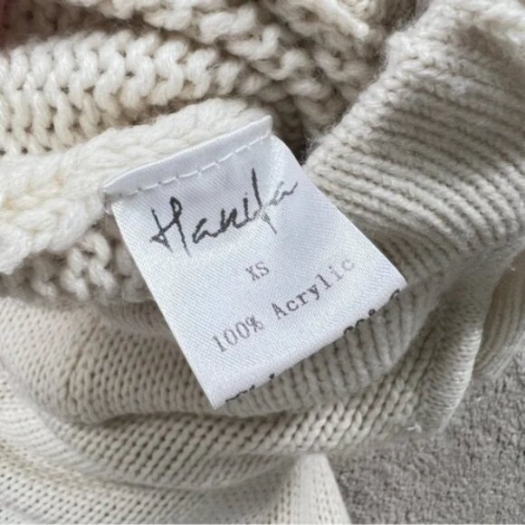 Hanifa Cream Chunky Cozy Knit Flare Leg Pants Tall Girl Friendly Sz XS - Picture 9 of 9